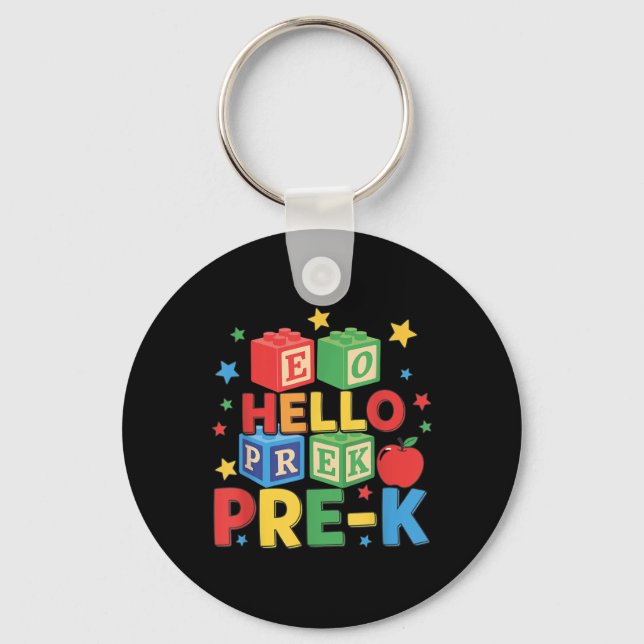 Hello Pre-k _ Happy First Day Of Back To School Cu Key Ring (Front)