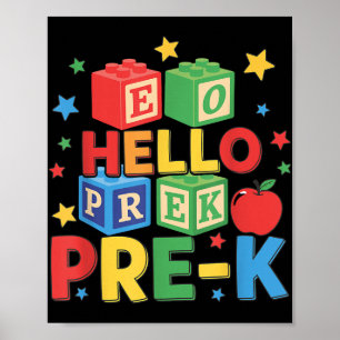 Hello Pre-k _ Happy First Day Of Back To School Cu Poster