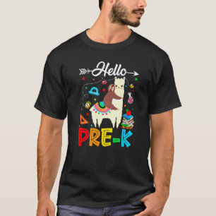 Hello Pre K Happy First Day Of School Llama Sloth T-Shirt