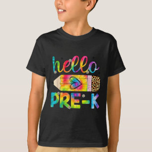 Hello Pre-k Pencil Tie Dye Back To School Pre-k  T-Shirt