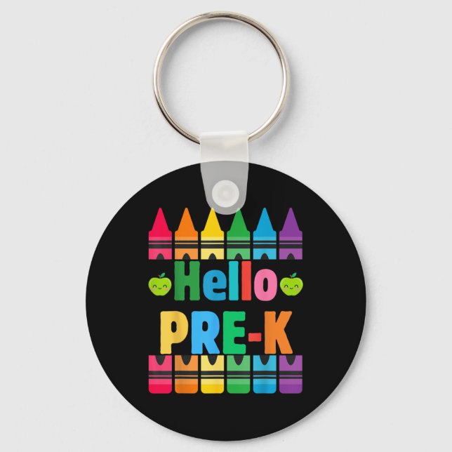 Hello Pre-k Pencils Back To School Teacher Student Key Ring (Front)