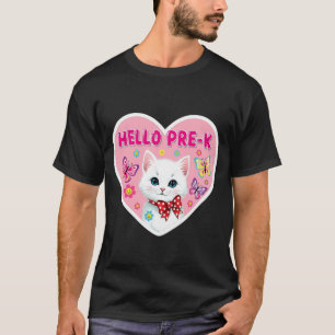 Hello Pre-K Pre K PreK Girl Kitten Cute Cat Back t T-Shirt