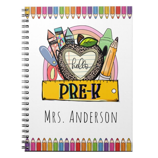 Hello Pre-k, Pre K Teacher Name Notebook (Front)