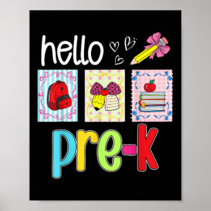 Hello Pre-k Preppy Back To School Teacher Student Poster