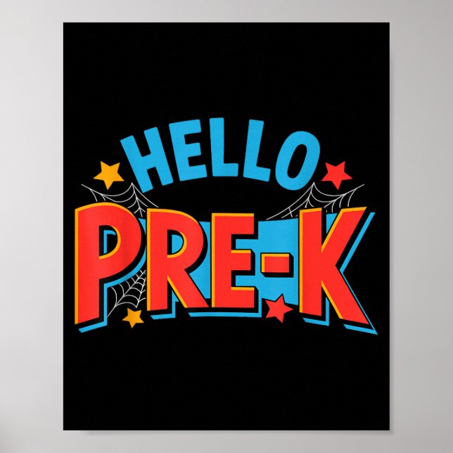 Hello pre-k preschool squad spider back to school poster (Front)