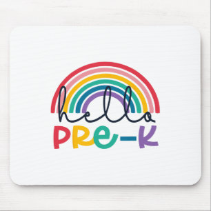 Hello Pre-k Rainbow Ck To School Teacher Student K Mouse Mat