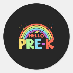Hello Pre-k Rainbow Teacher Squad Back To School  Classic Round Sticker