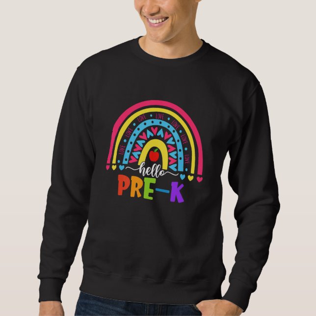 Hello Pre K Rainbow Team Hello Preschool Rocks Squ Sweatshirt (Front)
