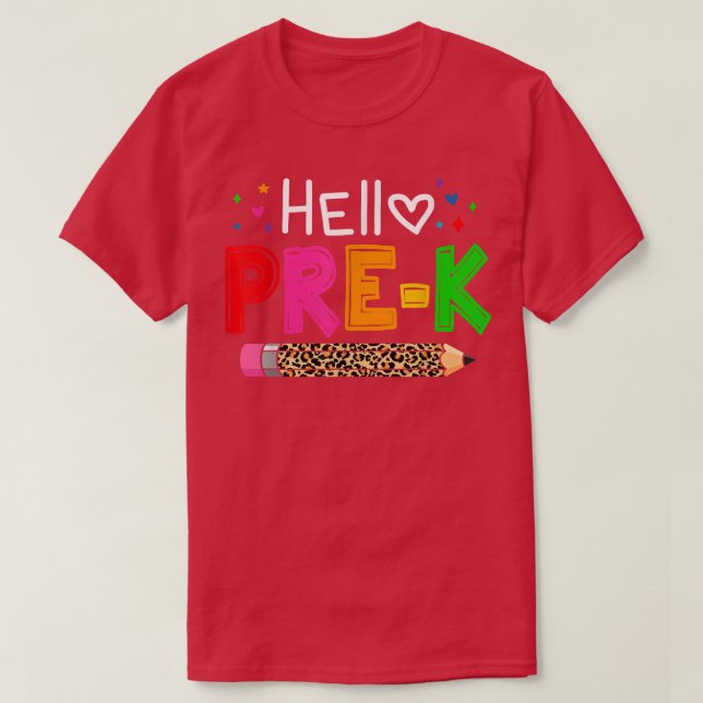 Hello Pre-k Shirt Teacher Kids Back to School Stud (Design Front)