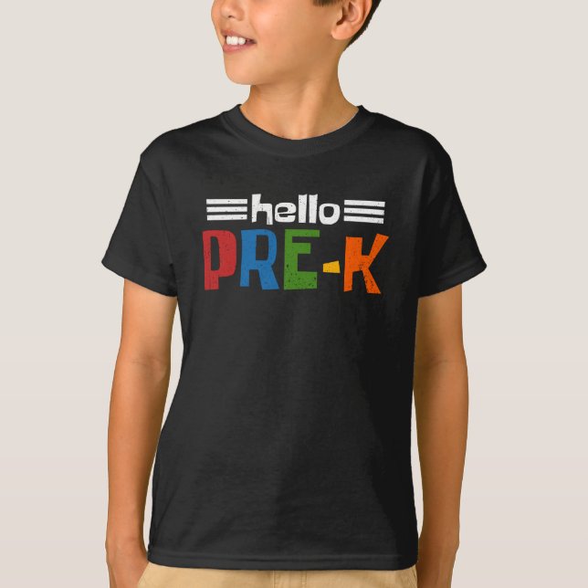 Hello Pre-k Student Preschool Back To School T-Shirt (Front)