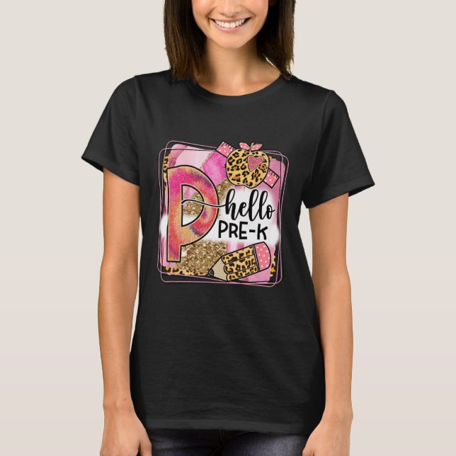Hello Pre-K Team PreK Back to School Teacher Girls T-Shirt (Front)