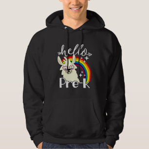 Hello Pre kindergarten student Llama teacher Back Hoodie