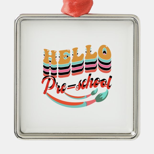 Hello Pre School Metal Tree Decoration (Front)