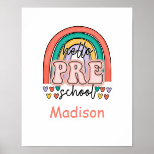 Hello Pre- School Rainbow Starting Pre School Poster