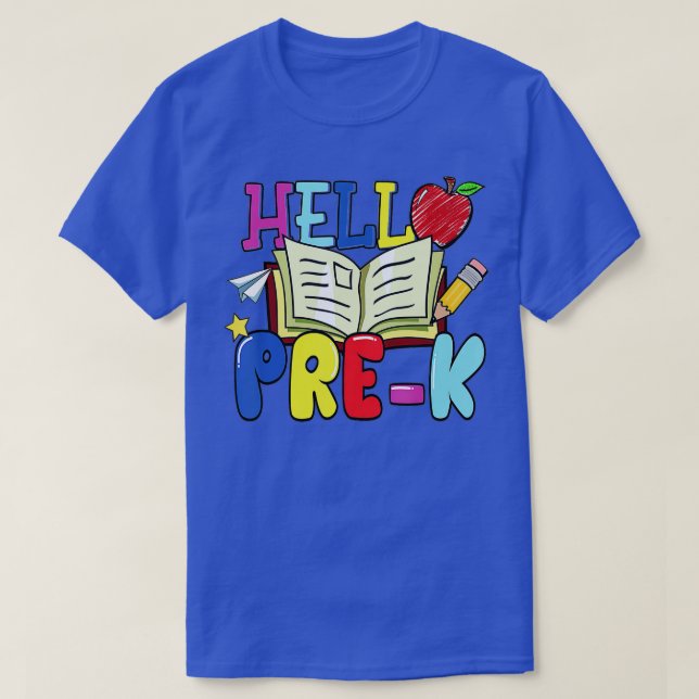 Hello PreK Apple Pencil Kids Girls Back To School  T-Shirt (Design Front)