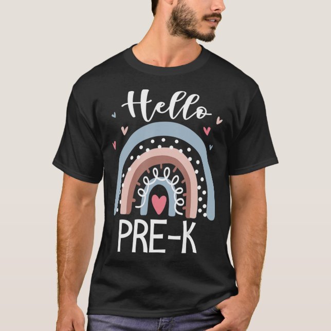 Hello PreK Fun Boho Rainbow Back To School  T-Shirt (Front)