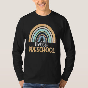 Hello Preschool Boho Rainbow Teacher Back To Schoo T-Shirt