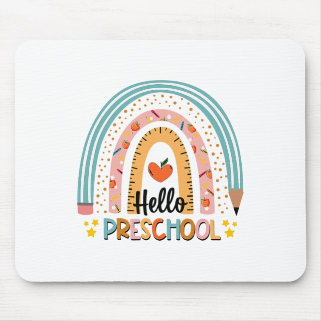 Hello Preschool Boho Rainbow Teacher Ck To School  Mouse Mat (Front)