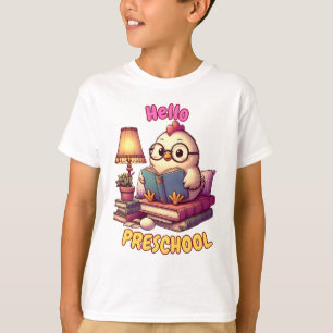 Hello Preschool Cute Chicken Reading Design kids T-Shirt