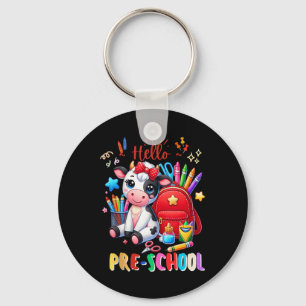 Hello Preschool Cute Cow 100th Day Of School Stude Key Ring