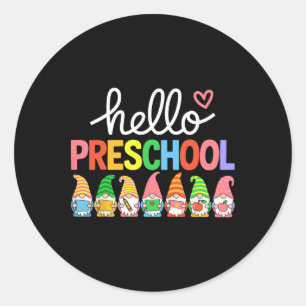 Hello Preschool Gnomes 100th Day Of School Kids Te Classic Round Sticker