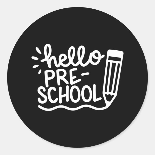 Hello Preschool Kids Back to School Outfits for Gi Classic Round Sticker (Front)