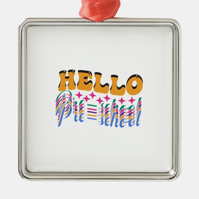 Hello Preschool Metal Tree Decoration (Front)