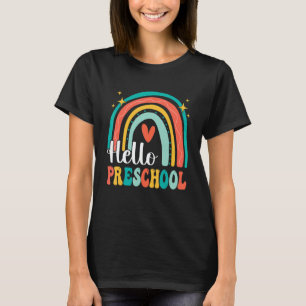 Hello Preschool Rainbow for Teachers Girls Kids Fi T-Shirt