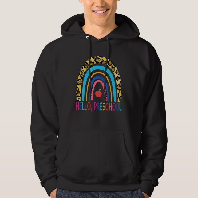 Hello Preschool Rainbow teacher team preschool squ Hoodie (Front)
