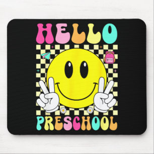 Hello preschool retro smile face back to school mouse mat