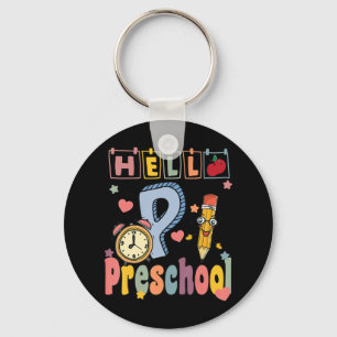 Hello Preschool Retro Teacher Toddler Girls Back T Key Ring