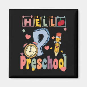 Hello Preschool Retro Teacher Toddler Girls Back T Magnet