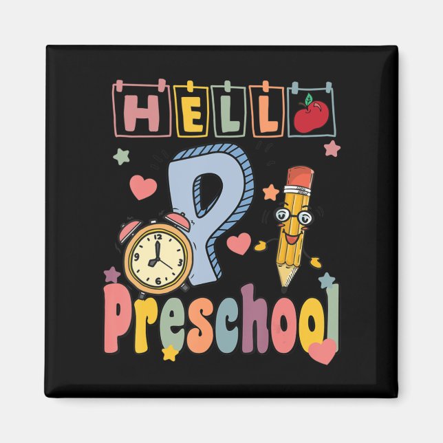 Hello Preschool Retro Teacher Toddler Girls Back T Magnet (Front)
