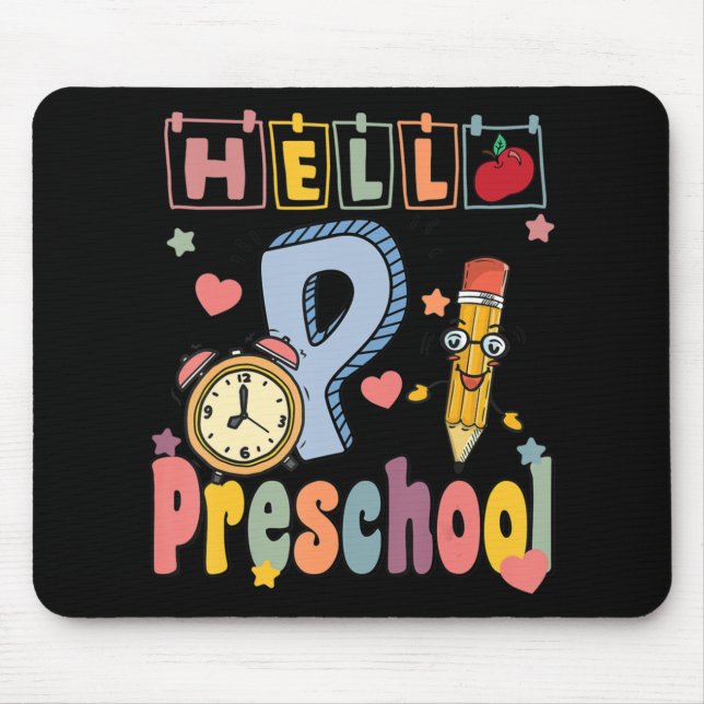 Hello Preschool Retro Teacher Toddler Girls Back T Mouse Mat (Front)