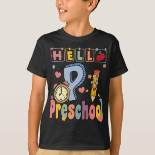 Hello Preschool Retro Teacher Toddler Girls Back T T-Shirt