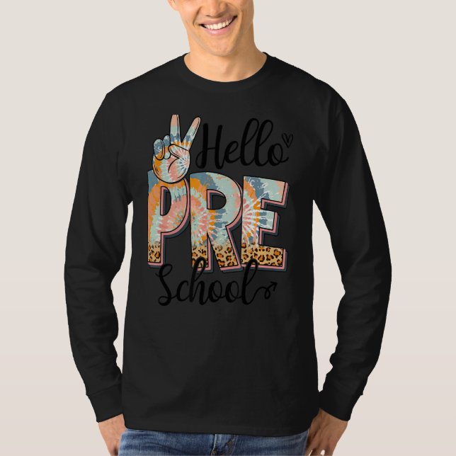 Hello Preschool Teacher Boho Leopard First Day Of  T-Shirt (Front)