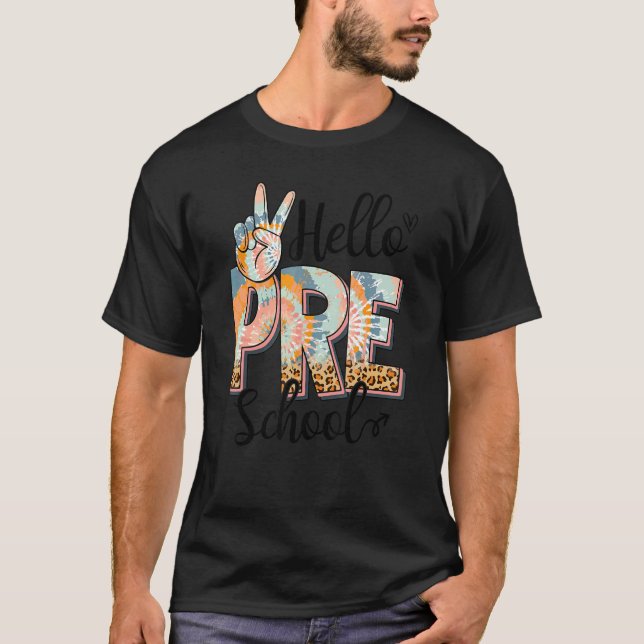 Hello Preschool Teacher Boho Leopard First Day Of  T-Shirt (Front)