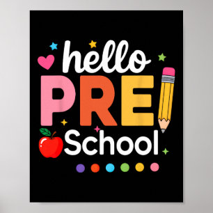 Hello Preschool Teacher Kids Team Pre-k Pre K Back Poster