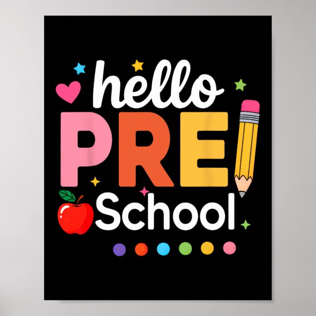 Hello Preschool Teacher Kids Team Pre-k Pre K Back Poster (Front)