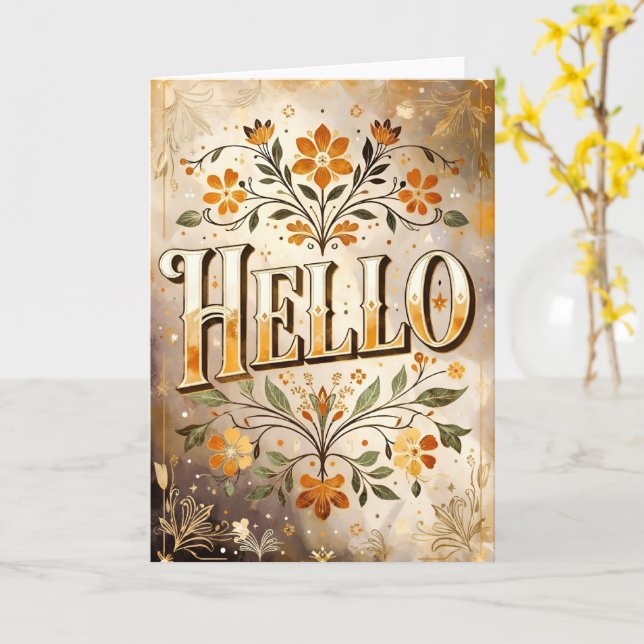 Hello, pretty floral design, card (Yellow Flower)