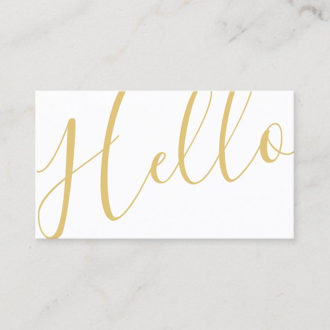Hello | Professional Elegant Modern White and Gold Business Card (Front)
