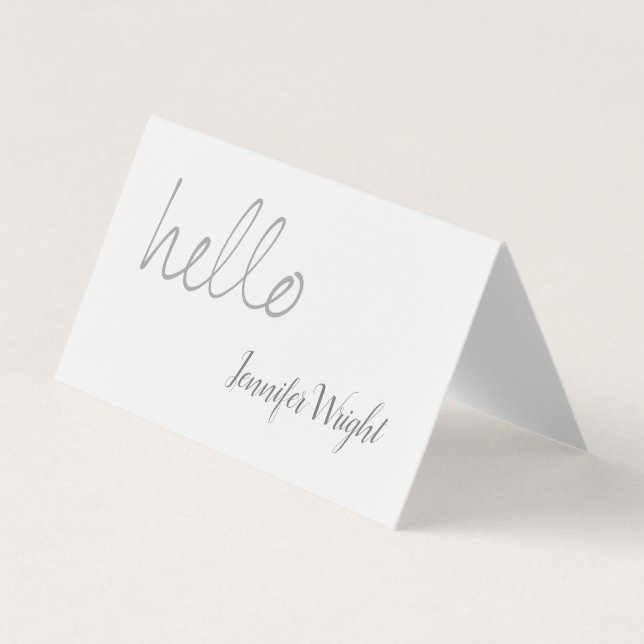 Hello professional minimalist grey white business card (Front)