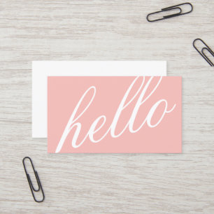 Hello   Professional Modern Blush Pink&White Business Card