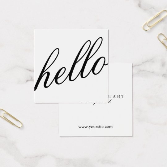 Hello | Professional Modern Elegant Black&White Square Business Card