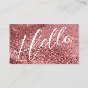 Hello   Professional Modern Script Rose Glitter Business Card