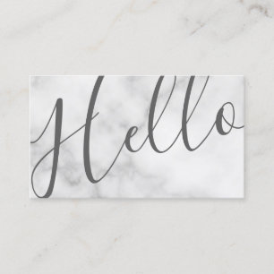 Hello   Professional Modern White Marble Business Card