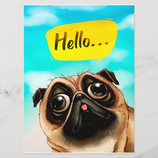 Hello Pug Gift Idea, Pug Owner, Dog Lover Gift Menu (Front)
