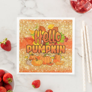 Hello Pumpkin Autumn Customise Colour Napkin