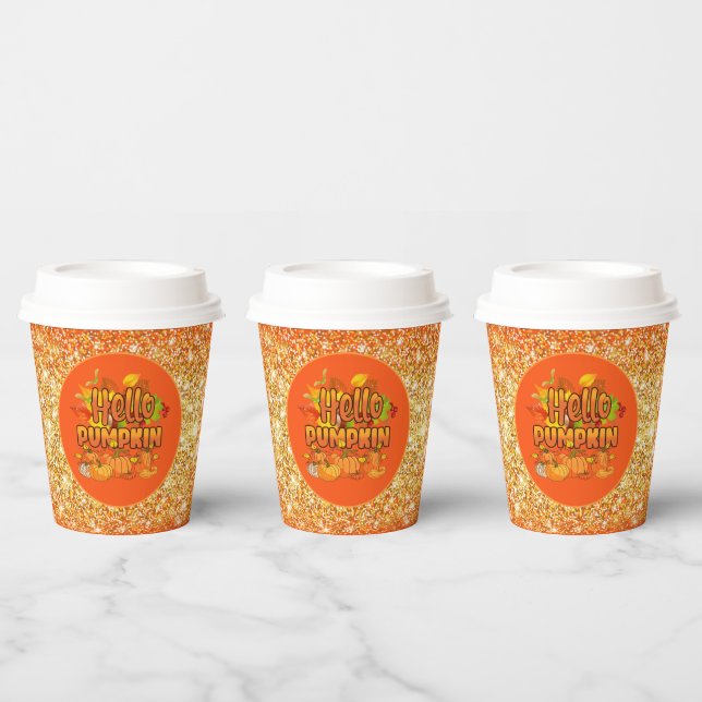 Hello Pumpkin Autumn Customise Colour Paper Cups (Multi)