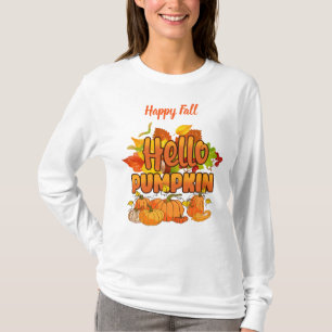 Hello Pumpkin Autumn Customise Text T-Shirt